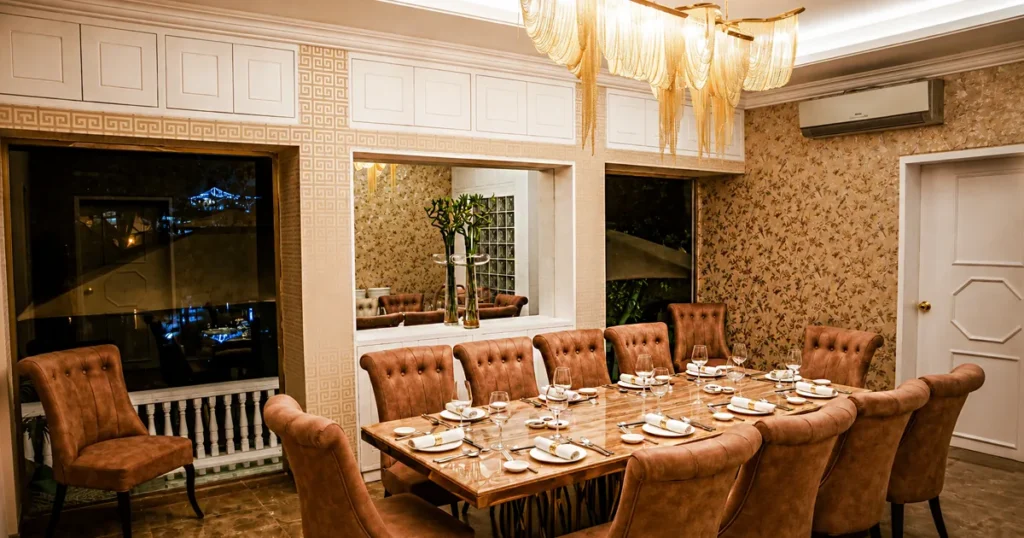 Elegant setup for hosting corporate events at Chows restaurant in Banani, Dhaka.